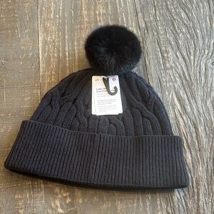 Lululemon Athletica Black Cable-Knit Pom-Pom Beanie